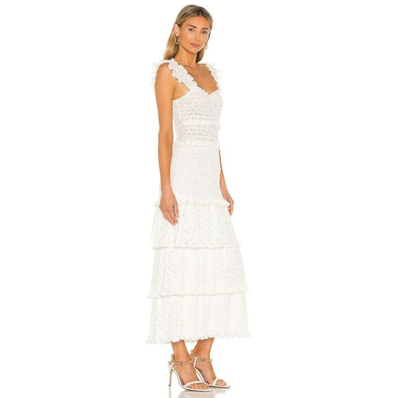 Saylor Perrie Cotton Blend Lace MIDI Dress in Ivory Size Large - Picture 2 of 5